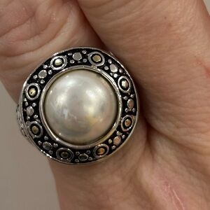 Silver Pearl Ring, size 8